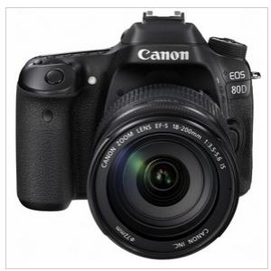 佳能（Canon）EOS 80D 单反套机（含18-200mm镜头、64G卡、相机包、UV镜、脚架）